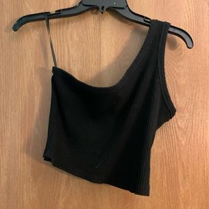 off the shoulder black tank top